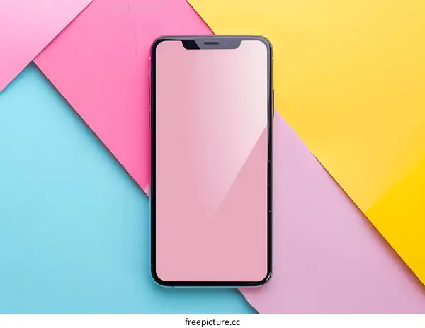 Phone Mockup With Colorful Background