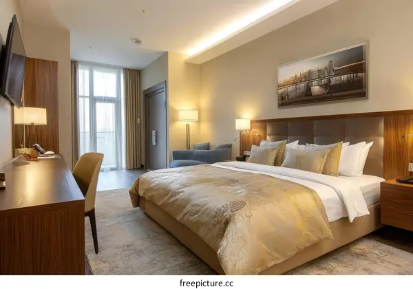 Modern Hotel Room Interior Design with Balcony View