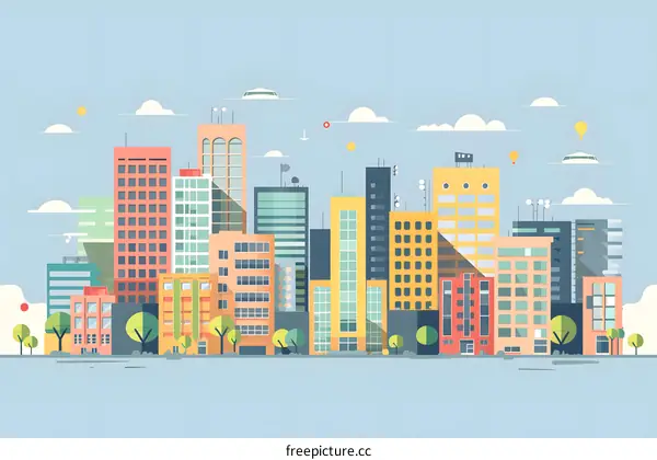 Modern Cityscape Flat Illustration