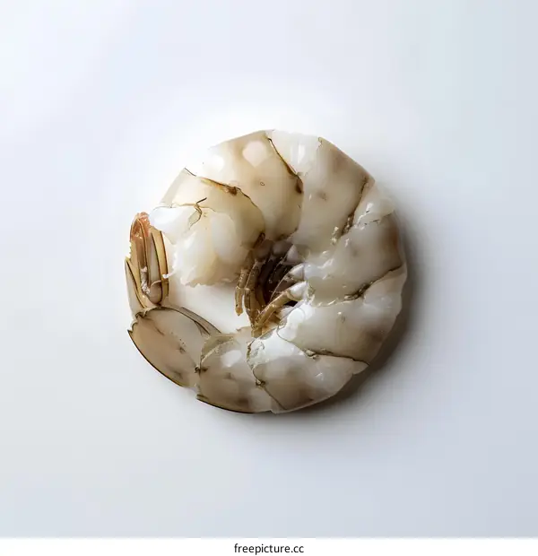 Raw Prawn on White Background