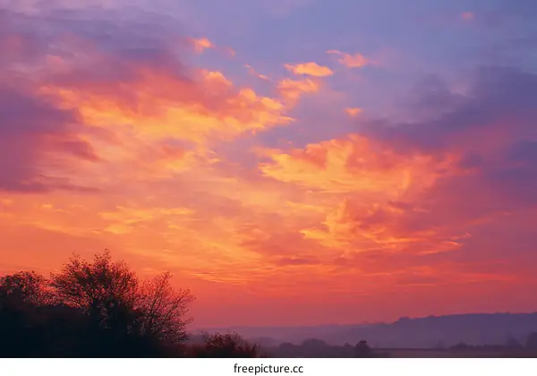 Vibrant Sunset Sky with Colorful Clouds