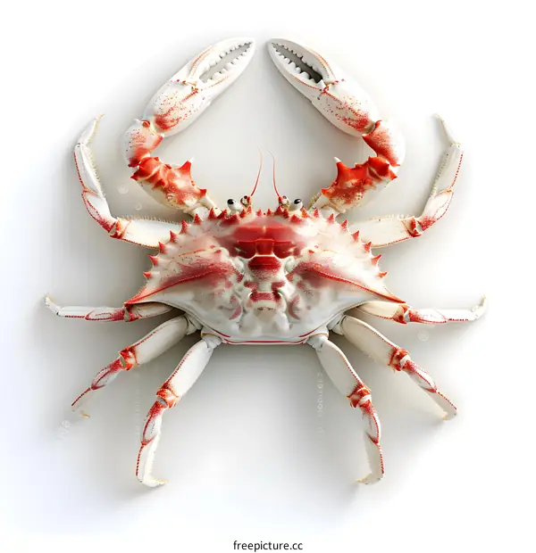 A detailed photo of a red crab on a white background