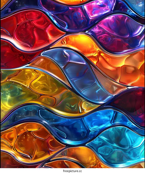 Abstract Wavy Glass Colorful Design Background