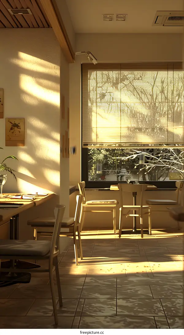 Sunlight streaming through the cafe window