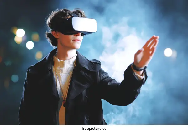 Young Man Experiencing Virtual Reality