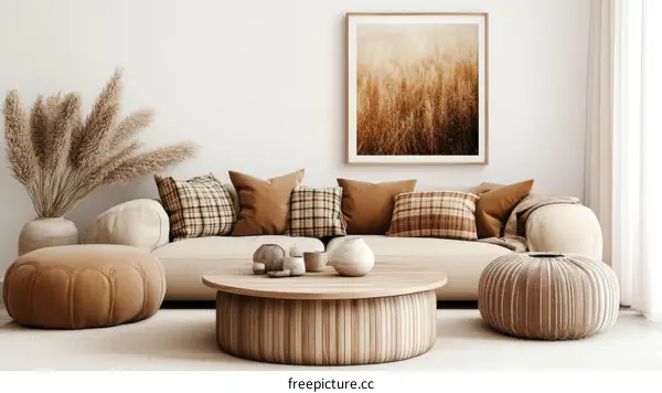Beige Living Room Decor with Autumnal Accents