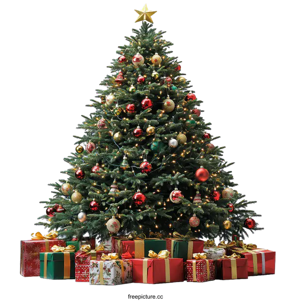 [Transparent Background PNG]Christmas Tree with Presents Holiday Decoration