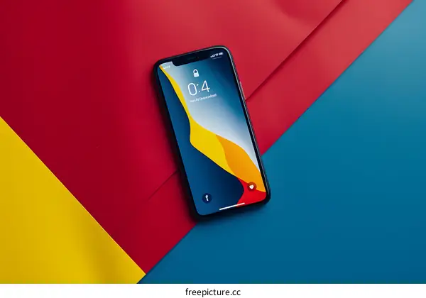 Black Smartphone on Colorful Background