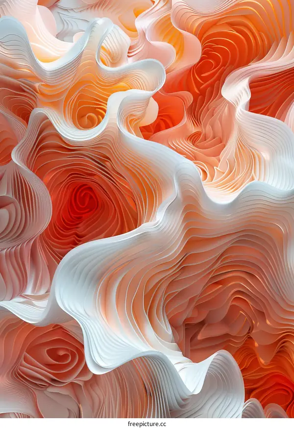 Abstract Wavy Orange and White Shapes