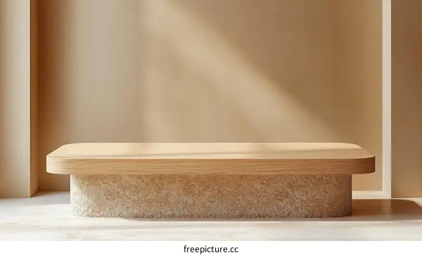 Wooden Display Platform in Beige Interior