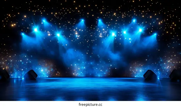 Blue Stage Lighting with Sparkling Background
