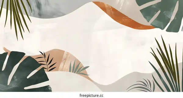 Abstract Green and Brown  Tropical Leaves  Abstract Background