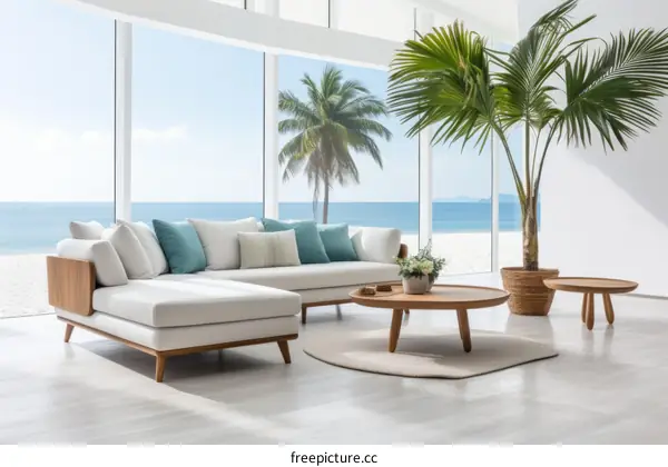 Modern coastal living room interior design
