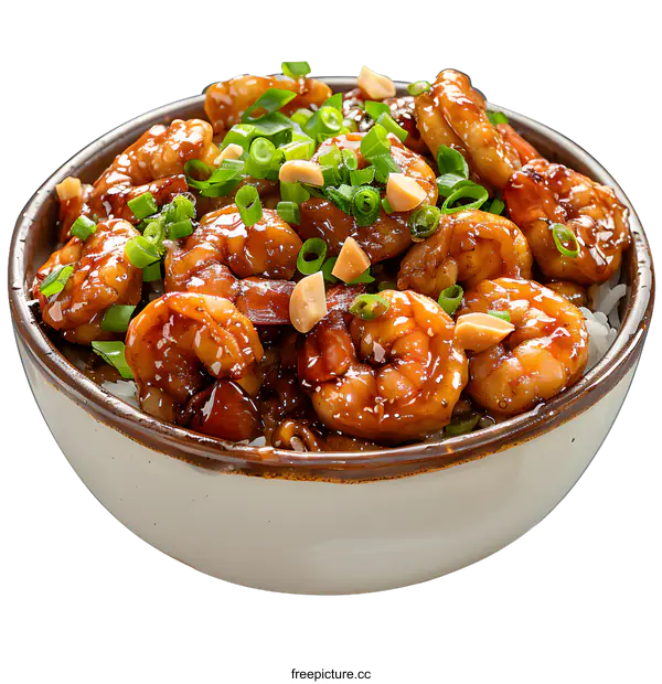 [Transparent Background PNG]bowl of shrimp with peanuts and scallions