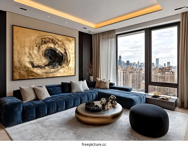 Modern Luxury Living Room with City View