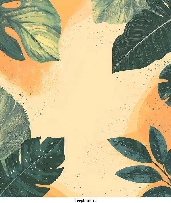 Tropical Leaves Illustration Background Design