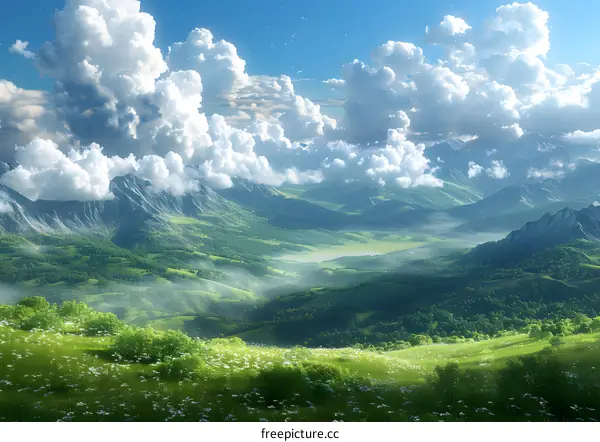 Fantasy countryside landscape illustration