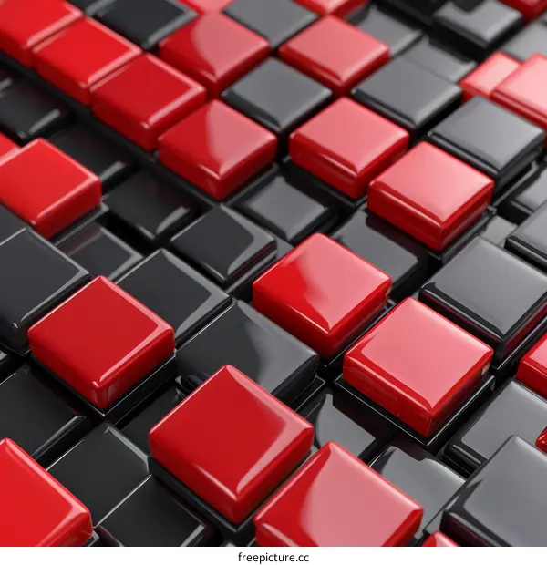 Red and black glossy cubes background
