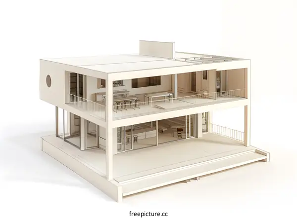 Two Story Modern House Architecture Model