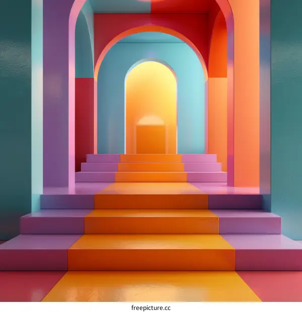 Colorful Archway Stairway Design Illustration