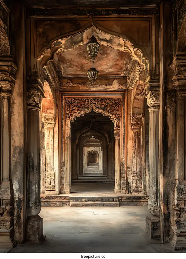 Ancient Architecture with Stone Arches and Intricate Designs