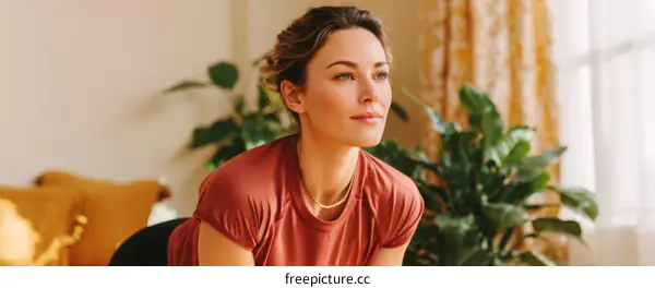 Woman Doing Yoga at Home