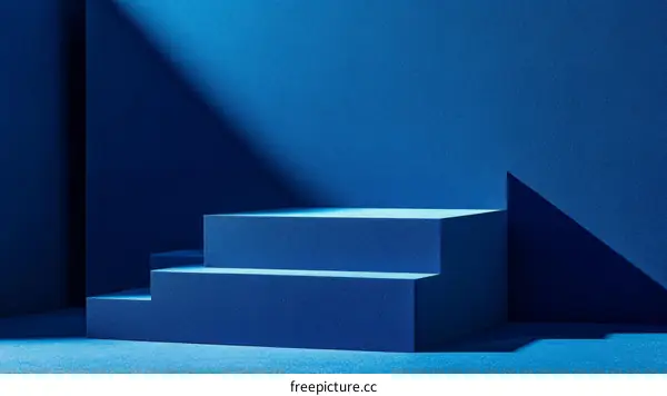 Abstract Blue Geometric Steps Display