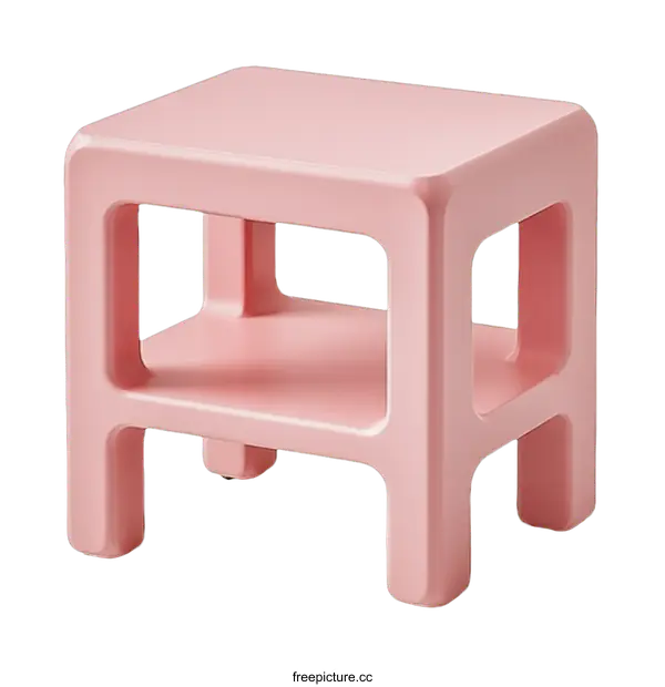 [Transparent Background PNG]Modern Pink Side Table with Shelf