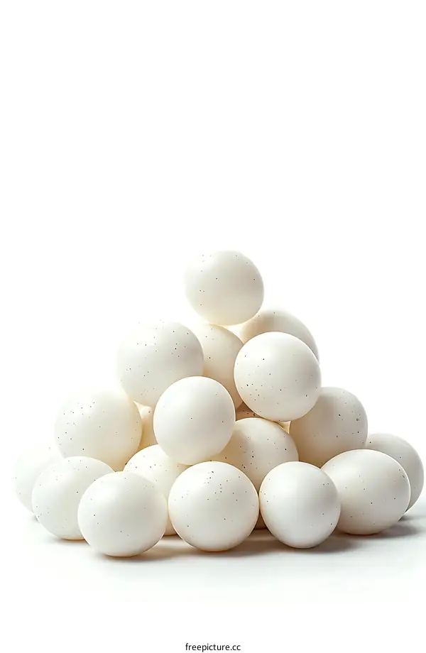A Pile of White Eggs on a White Background