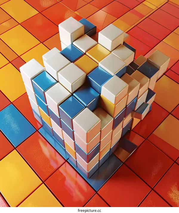 Abstract Colorful Cube Pattern
