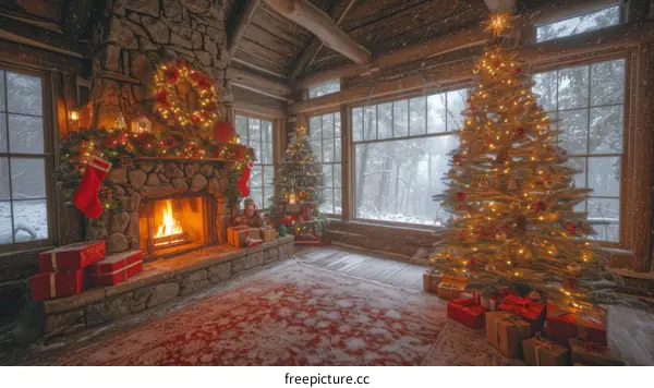 Christmas in a cozy cabin