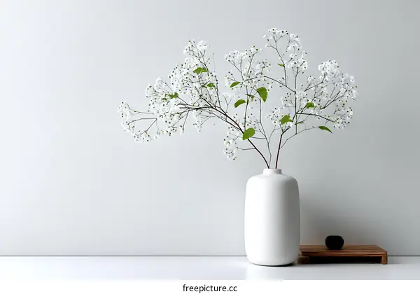 Minimalist White Vase with Flowers Arrangement