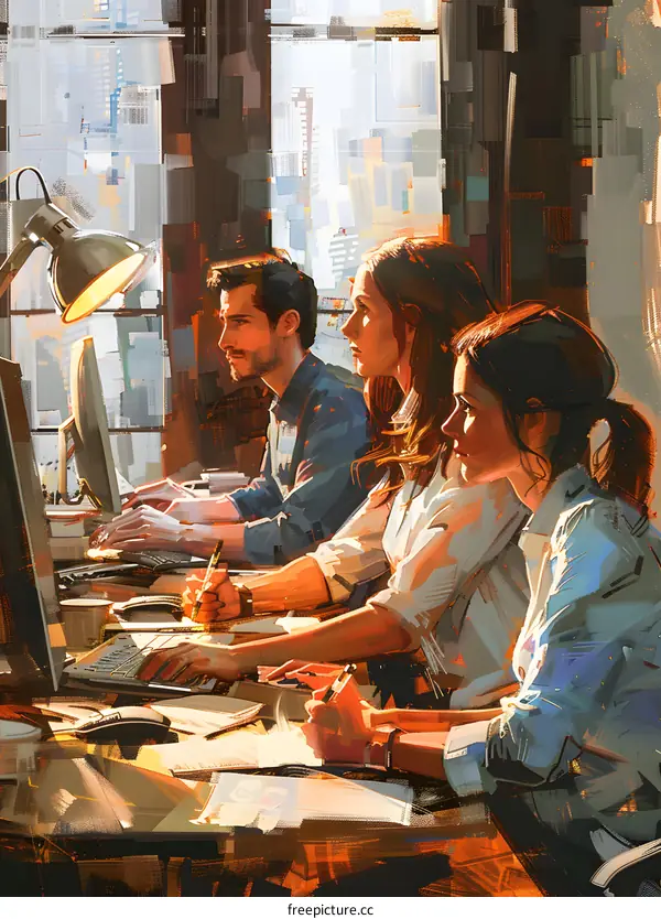 Colleagues working together in an office