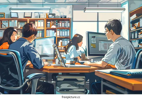 Colleagues working together in an office