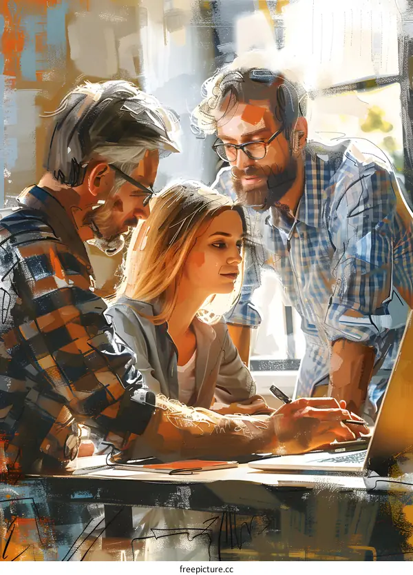 Three business people having a meeting in an office