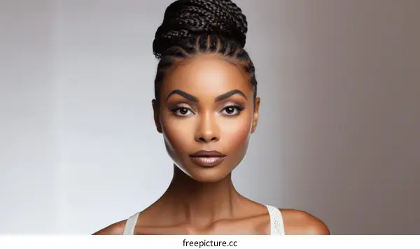 Portrait of a Black Woman with Braided Hair