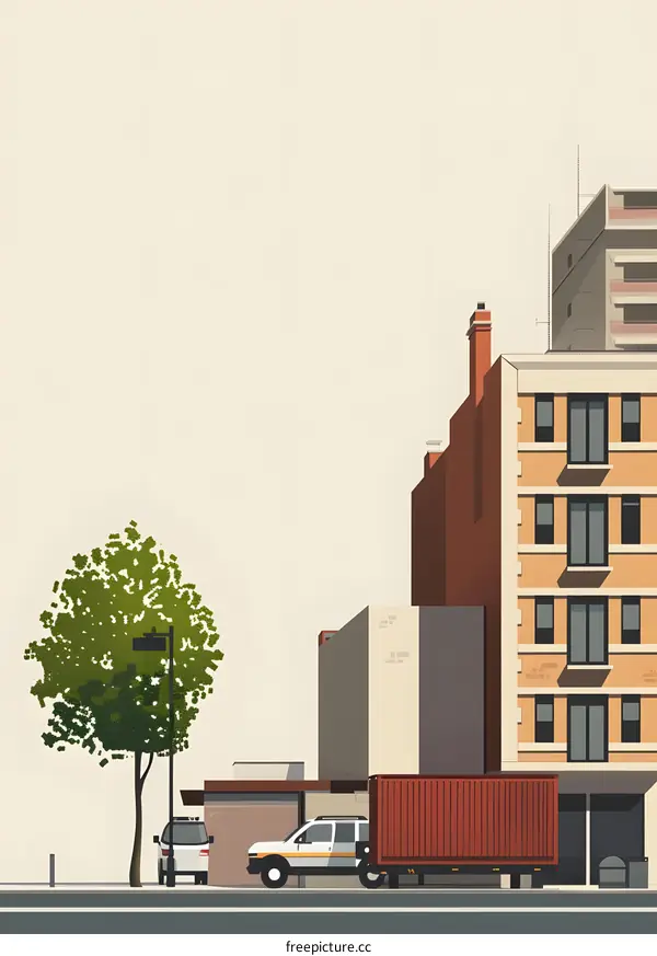 Urban Illustration of Modern Cityscape with Building