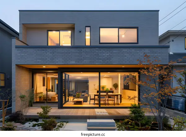 Modern House with Glass Doors and Patio