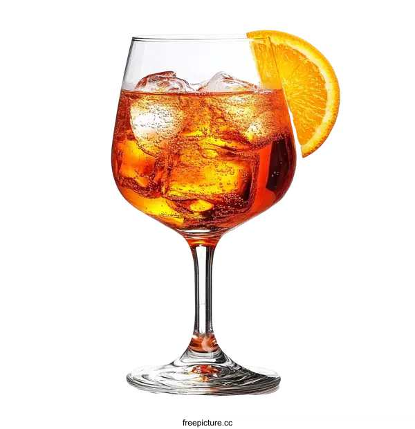 [Transparent Background PNG]Refreshing Aperol Spritz Cocktail in Glass