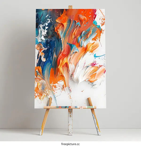 Abstract Painting on Canvas Easel