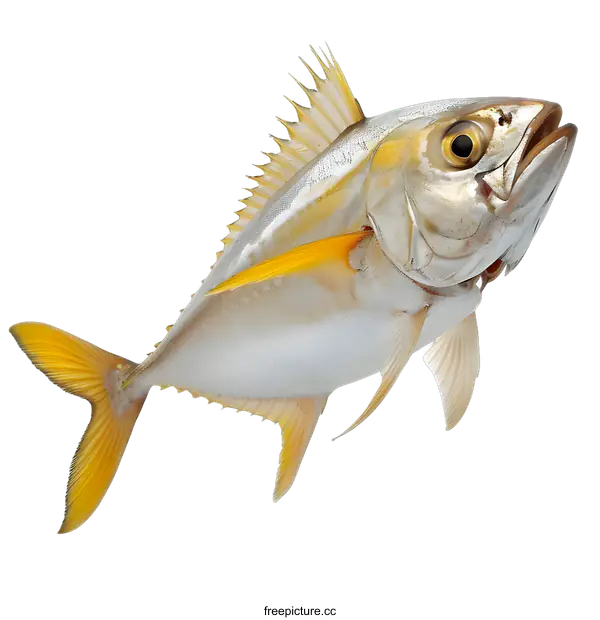 [Transparent Background PNG]Golden Jack Fish on White Background