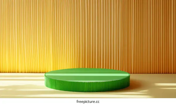 Green Product Display Stand in Yellow Background