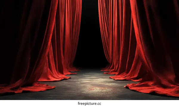 Dramatic Red Theatre Curtains Stage