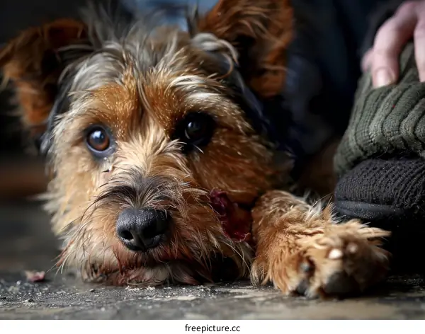 Small Dog Resting Comfortably on Indoor Carpet