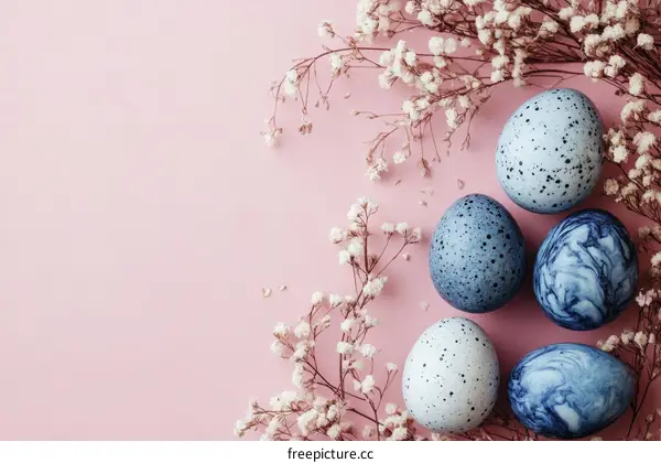 Pastel Pink Easter Eggs with Flowers