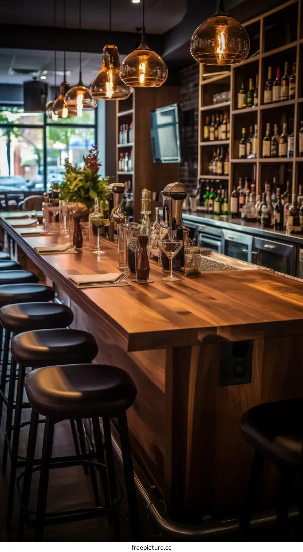 An inviting bar with a warm and inviting atmosphere