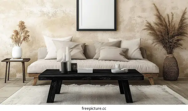 Beige Sofa Living Room Interior Design Illustration