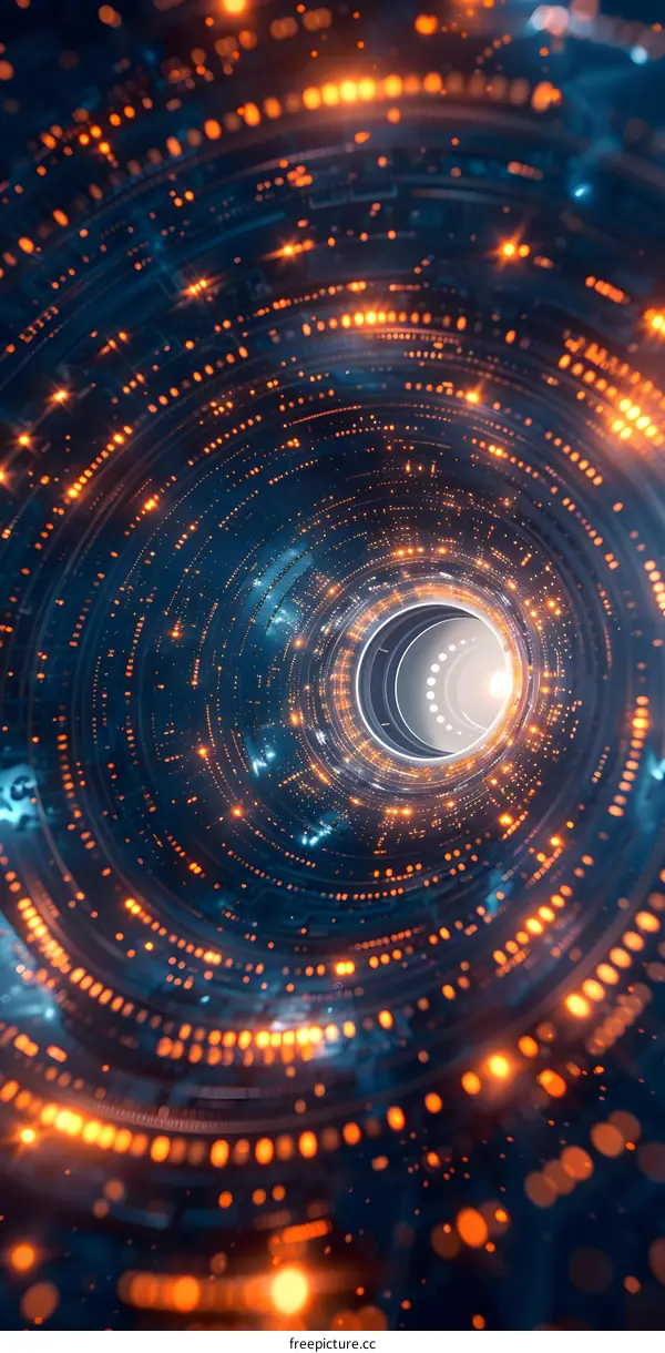 Abstract Technology Background with Light and Circular Pattern