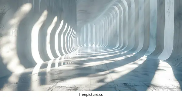 Futuristic Empty Corridor Illuminated by White Light