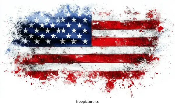 American Flag with Artistic Splatter Effect